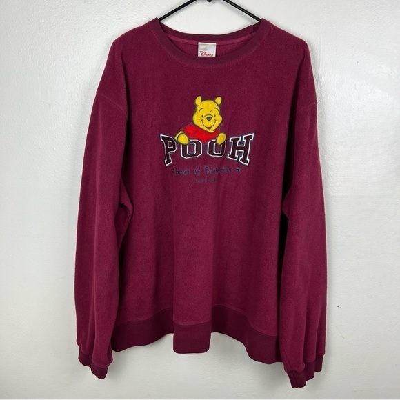 Vintage Disney Pooh Bear Maroon Crewneck Sweater Size XXL - Picture 1 of 7